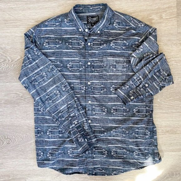 Retrofit Black & White Button Down Long Sleeve Shirt | Large - Picture 1 of 6